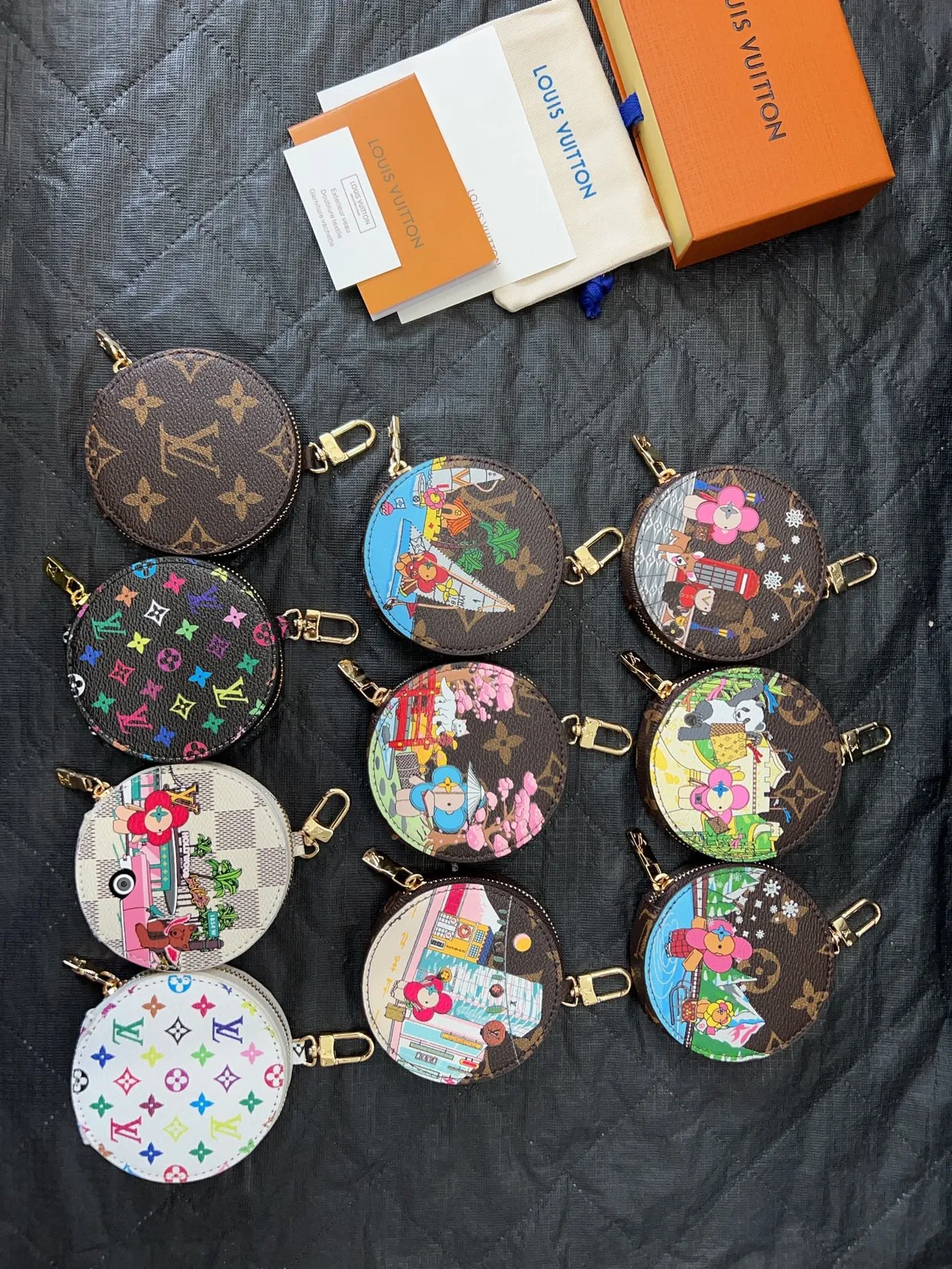 Louis Vuitton Multicolor Brown Circular Zippered Coin Purse