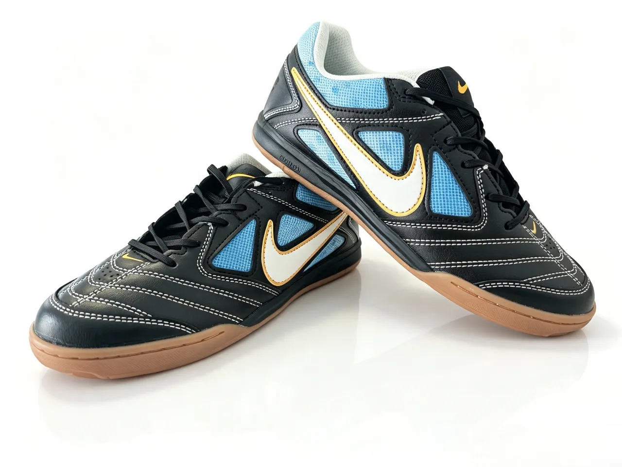 Nike Black Blue Low-Top Gum Rubber Outsole Indoor Soccer Shoes