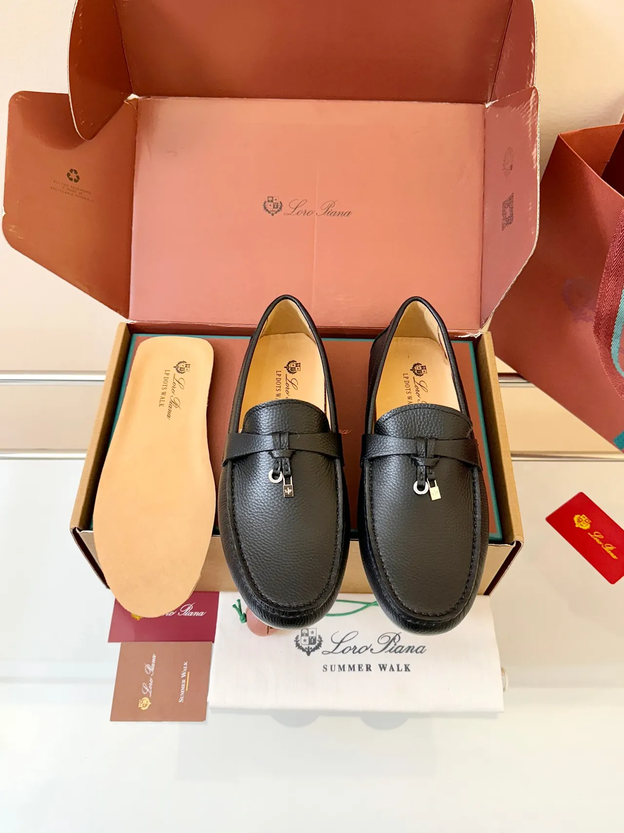 Loro Piana Gommino Loafer Black Pebbled Leather Penny Loafer
