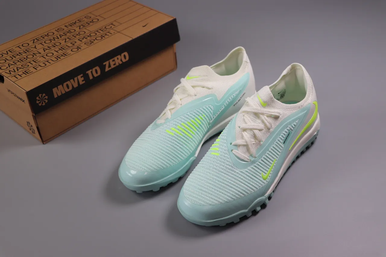 Nike Pink Green Low-Cut Synthetic Overlay Cage Artificial-Grass Soccer Shoes