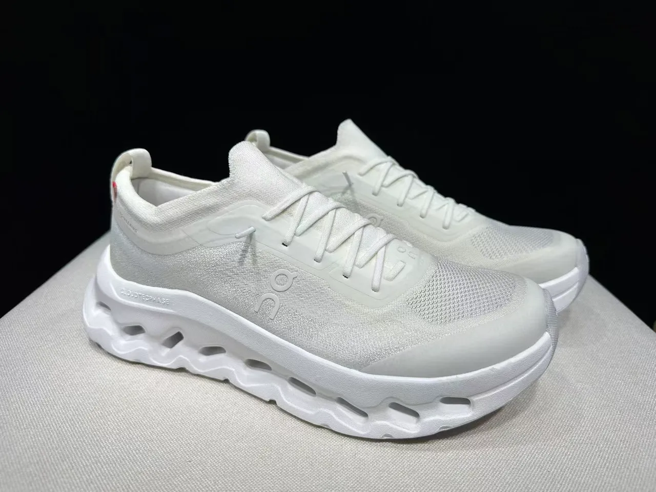 On White Monochrome Knit Upper Chunky Sneakers