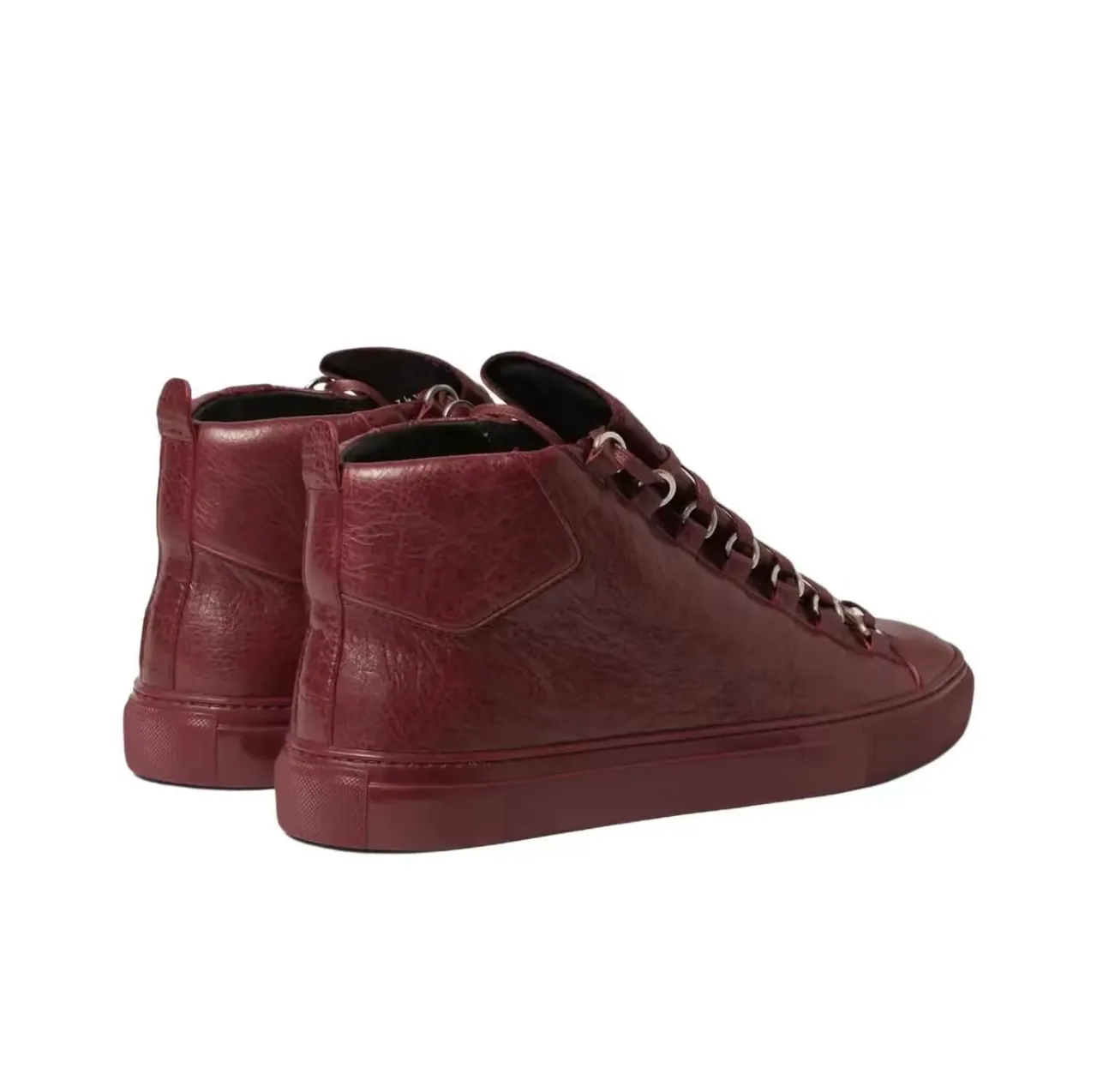 Balenciaga Le Cagole Burgundy Crinkled Leather High-Top Lifestyle Sneakers