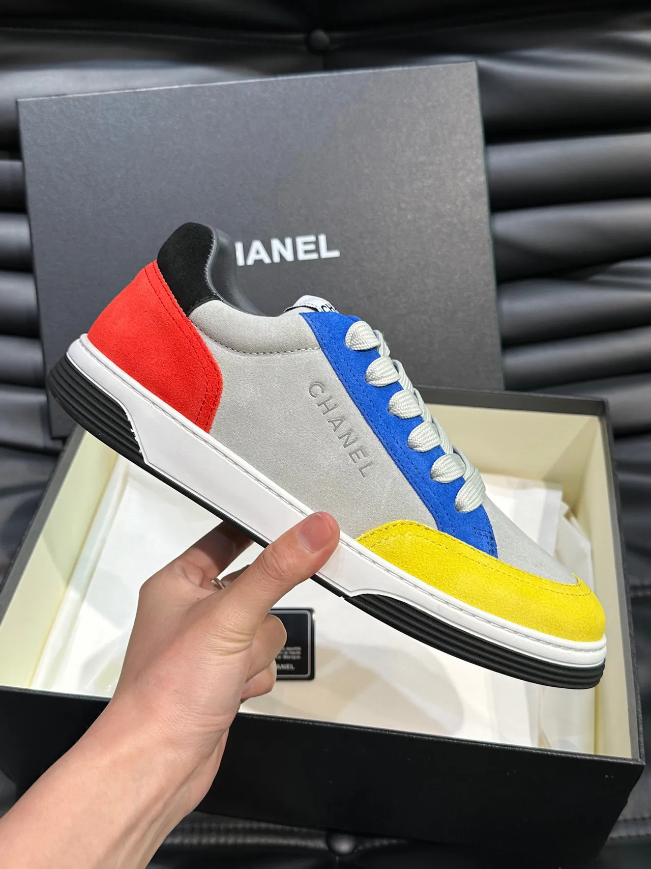 Chanel Color-Blocked Suede and Leather Lifestyle Sneakers