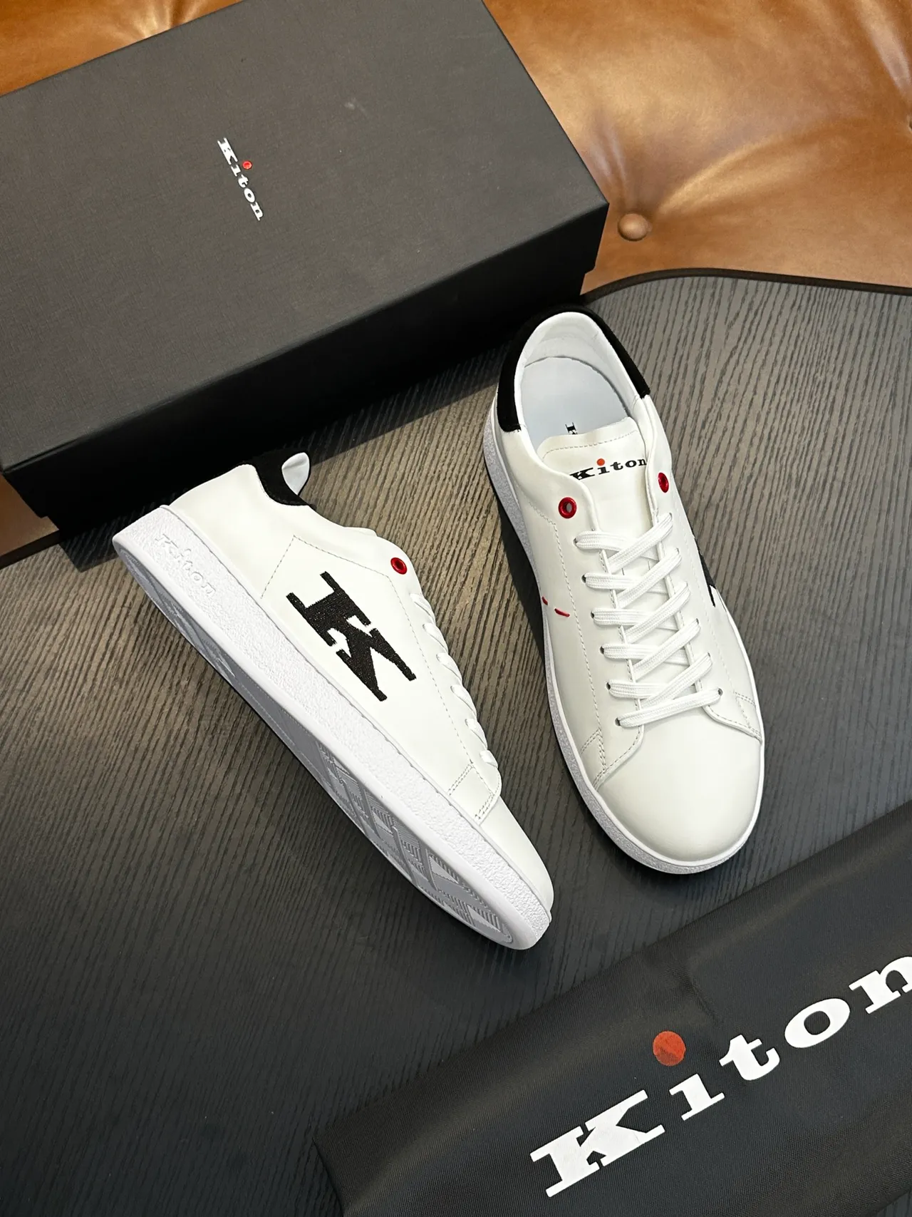 Kith Originals White Black Oversized K Logo Lifestyle Sneakers