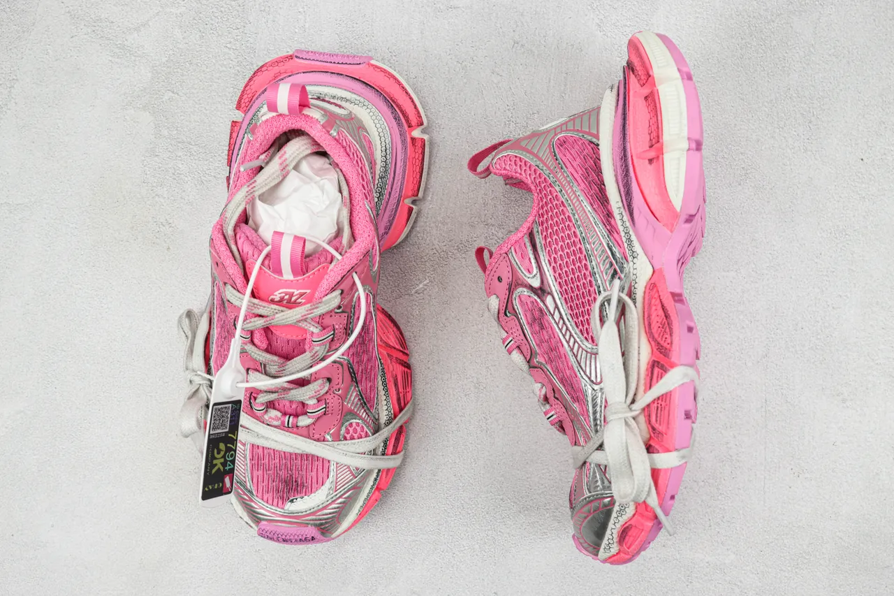 ASICS Pink Silver Mesh Upper Synthetic Overlays Chunky Sneakers