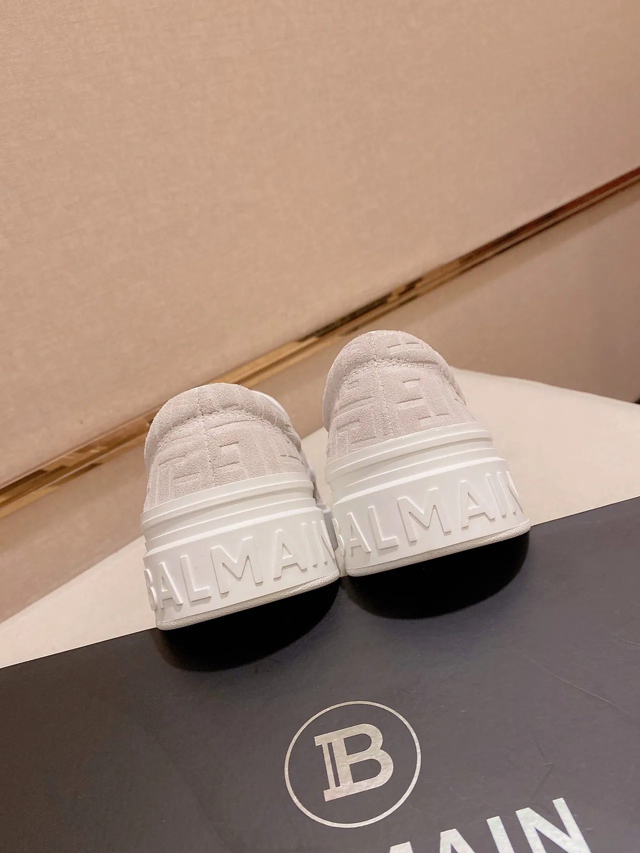 Balenciaga Speed Trainer Monogram Beige Slip-On Lifestyle Sneakers