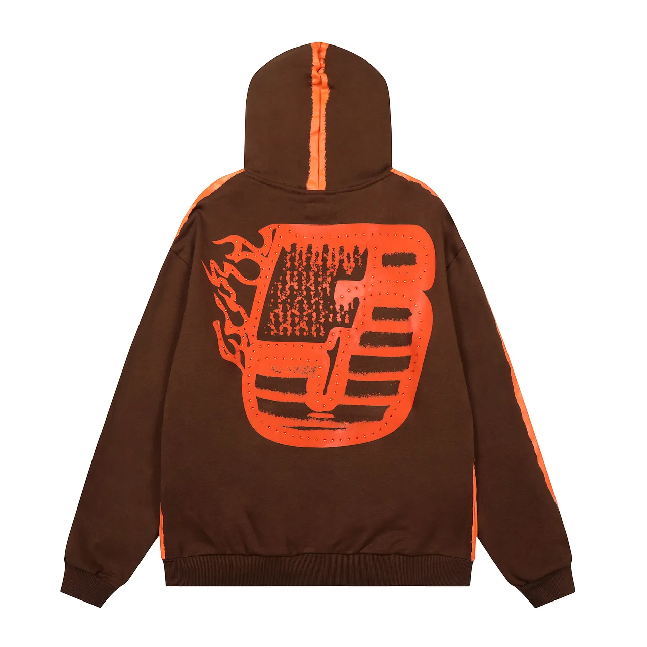 Brown or Black Graphic-Print Oversized Hoodie and Sweatpants Tracksuit
