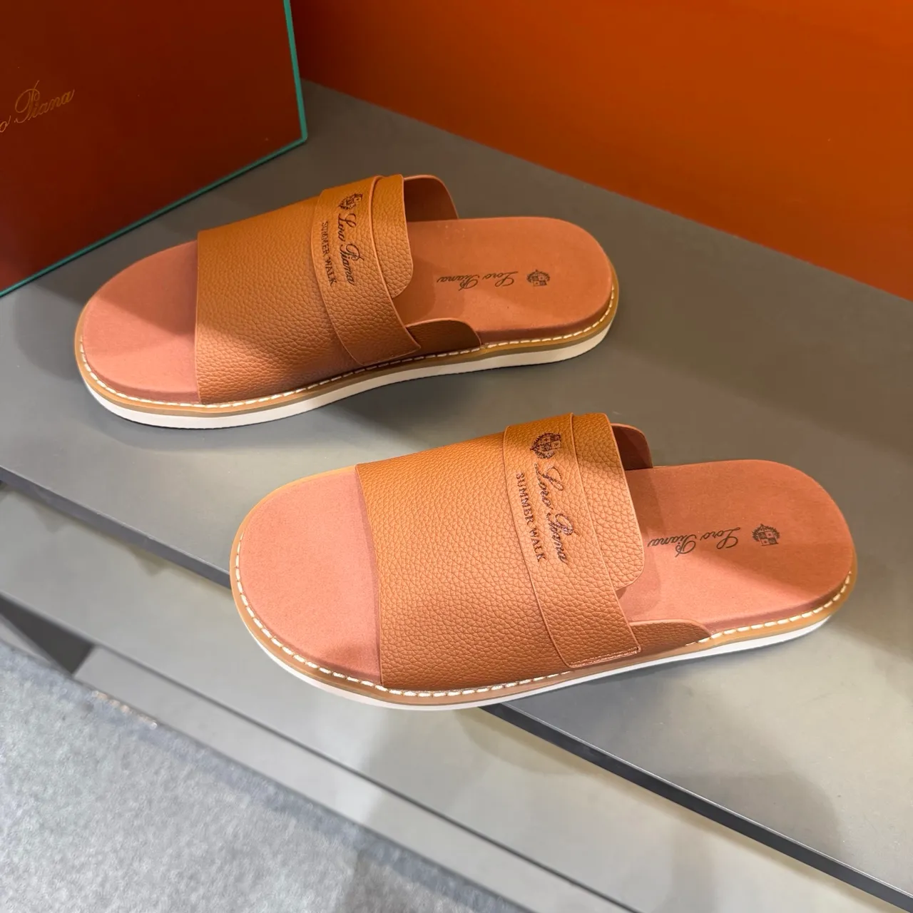 Loro Piana Summer Walk Leather Slipper