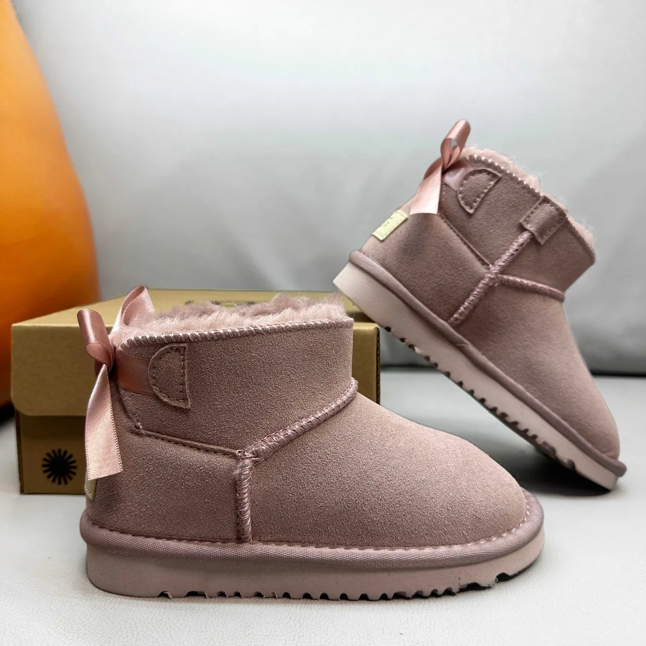 UGG Classic Mini Tan Suede Shearling-Lined Snow Boots