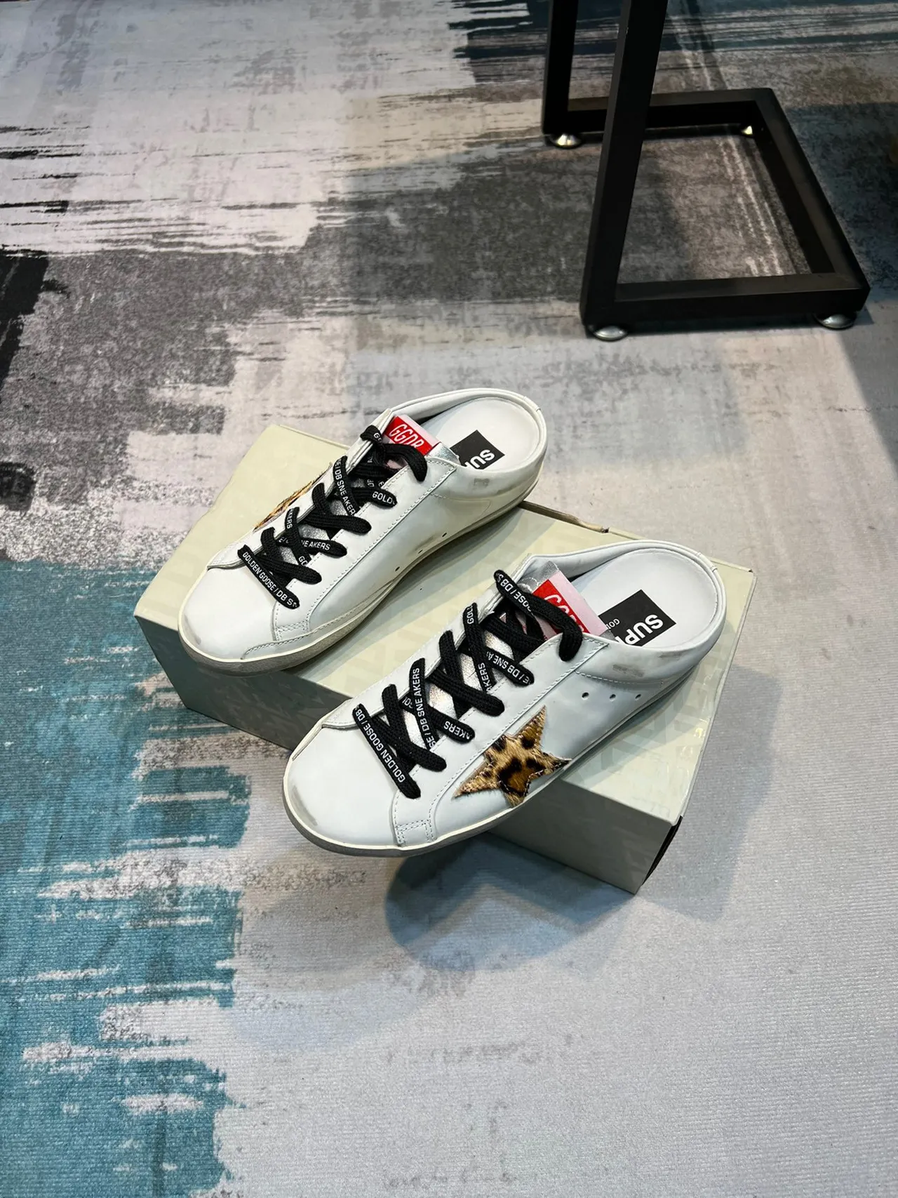 Golden Goose Super-Star Mule White Leopard Star Lifestyle Sneaker