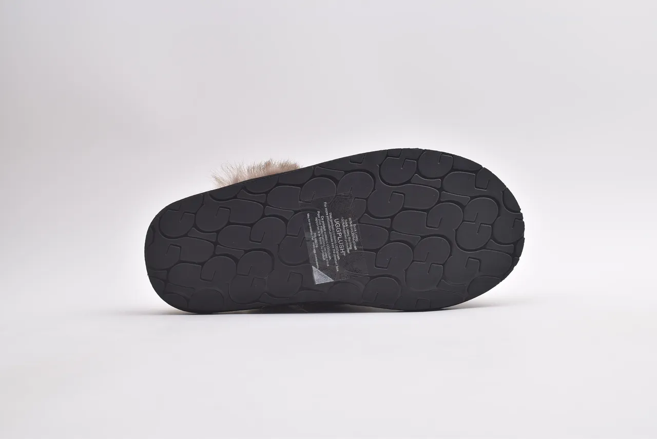 UGG Tasman Black and Beige Shearling Slippers