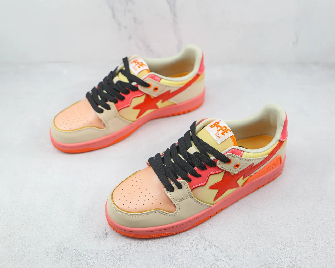 A Bathing Ape BAPE STA Star Lightning Beige Pink Orange Lifestyle Sneakers