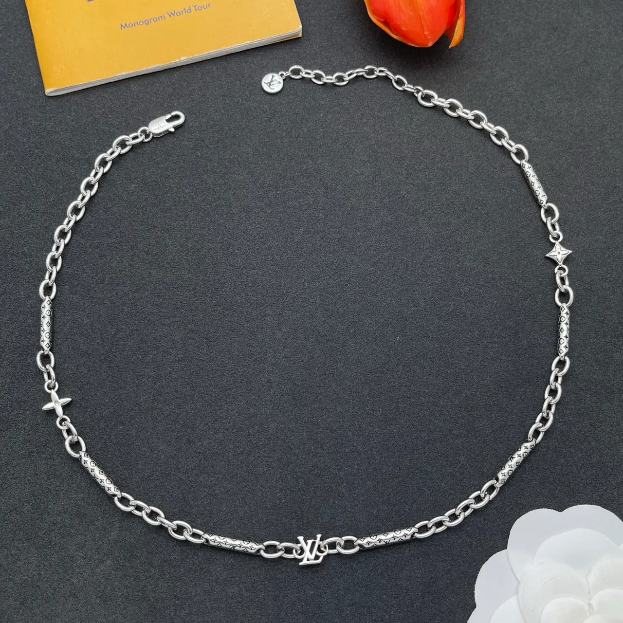 Louis Vuitton Monogram Chain Silver-Tone Link Necklace