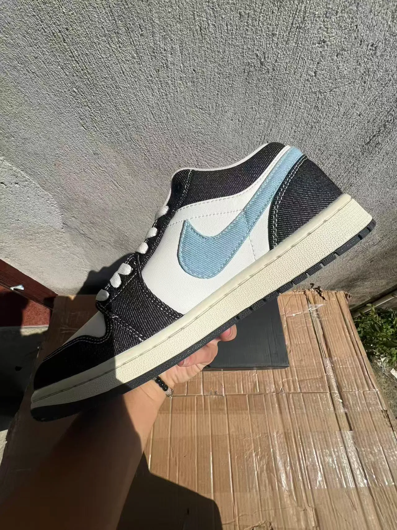 Nike Air Jordan 1 Low Denim and Leather Lifestyle Sneakers