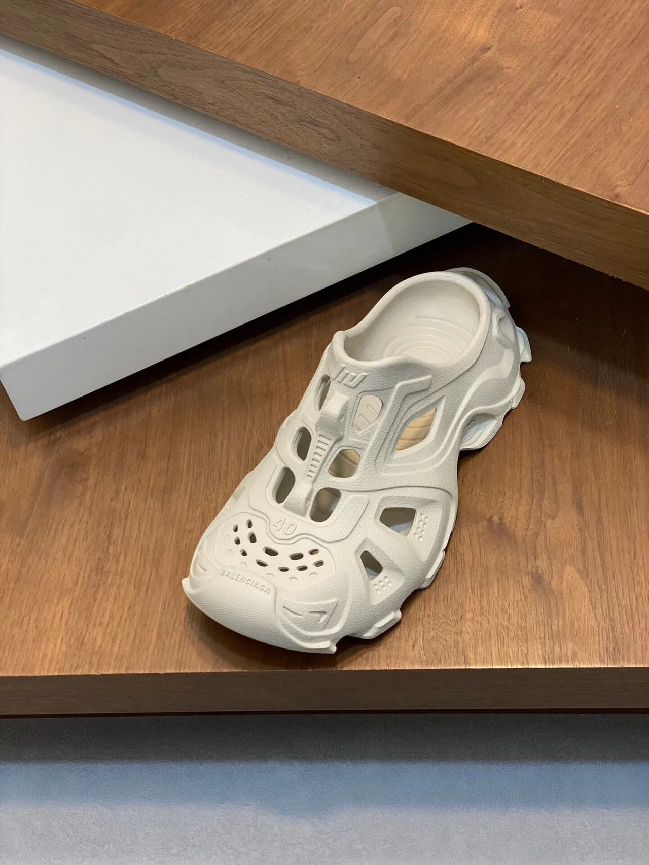 Balenciaga Defender Clog Off-White Molded Monochrome Slip-On Clog