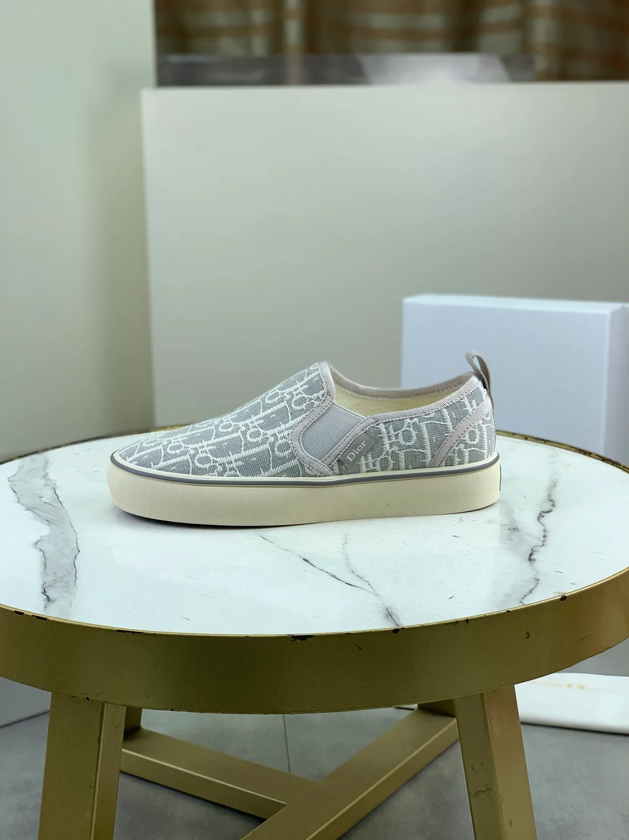 Dior B23 Slip-On Monogram Gray Canvas Shoes