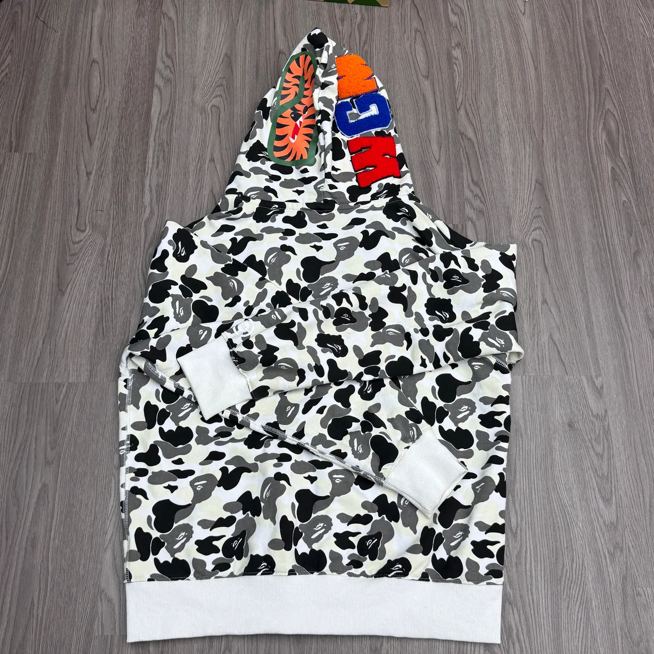 A Bathing Ape Shark Hoodie White Black Gray Camo Zip-Up Jacket