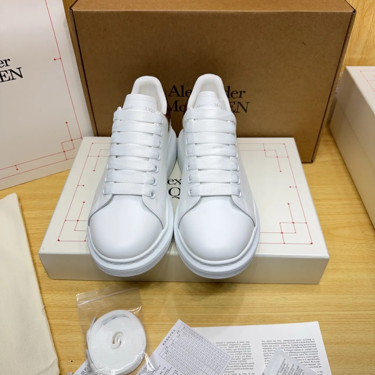 Alexander McQueen Oversized Sneaker White Brown Platform Sole Smooth Leather Upper Lifestyle Sneakers