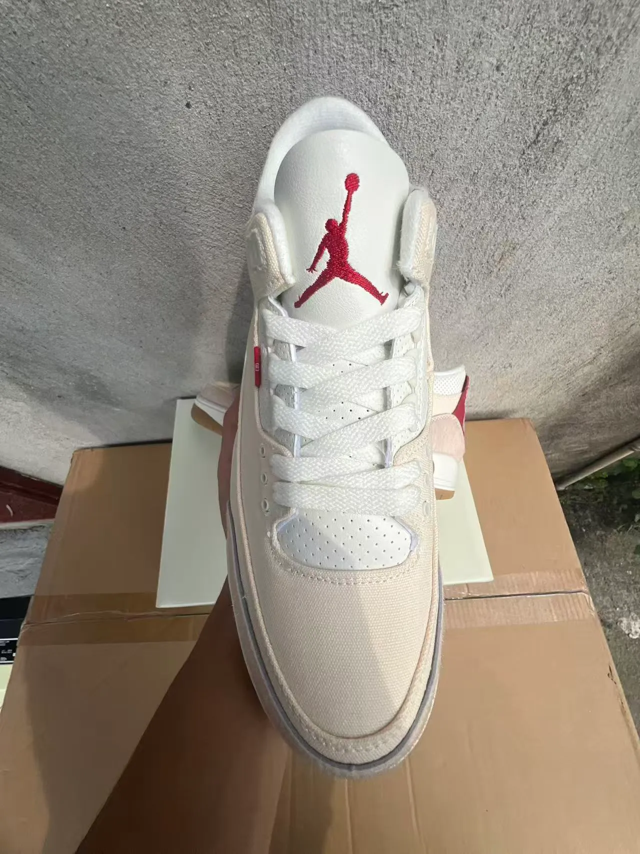 Levi's Beige Red High-Top Canvas-Suede Hybrid Upper Sneakers