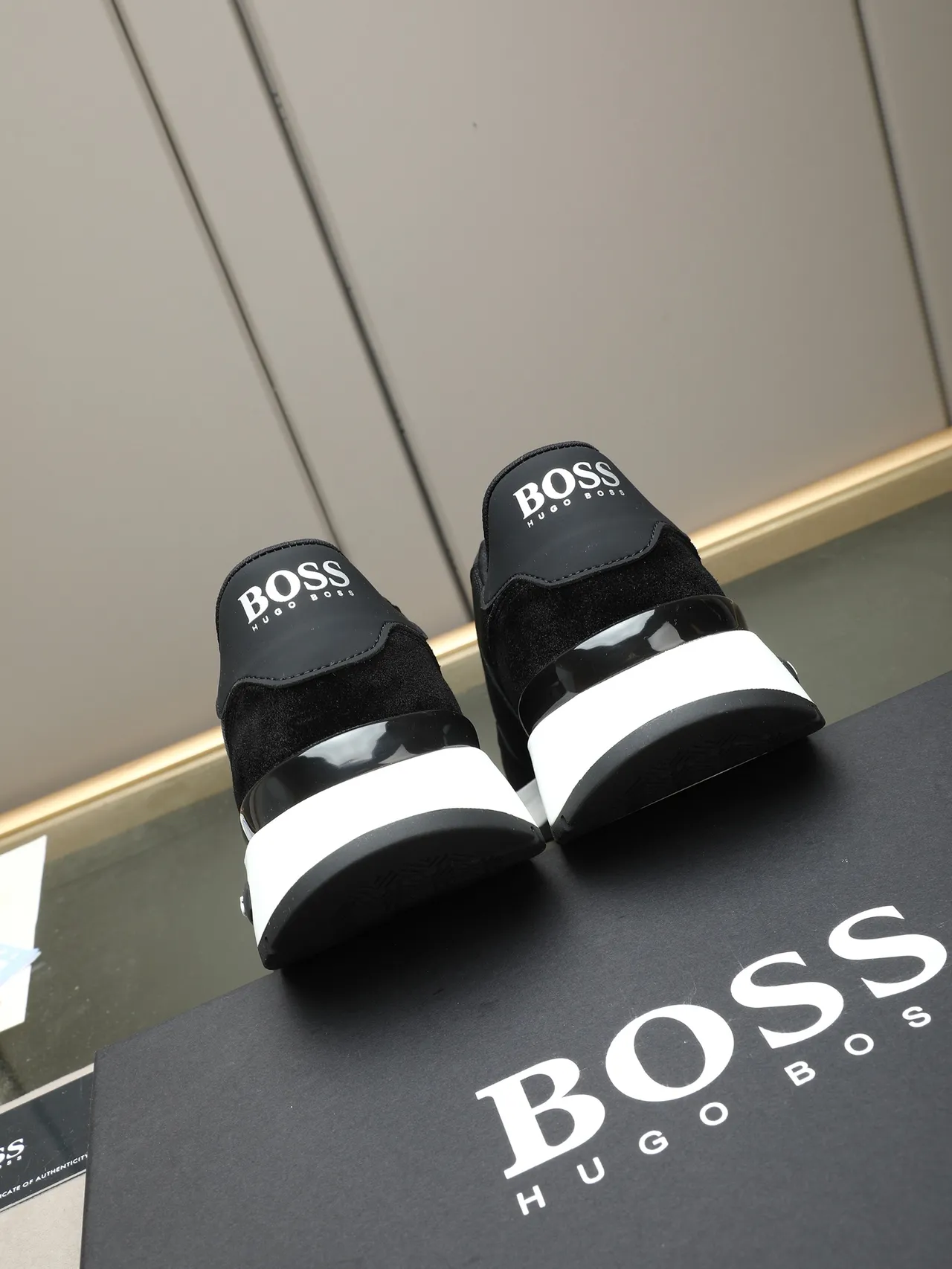 Hugo Boss Black Suede and Mesh Embossed Logo Lifestyle Sneakers