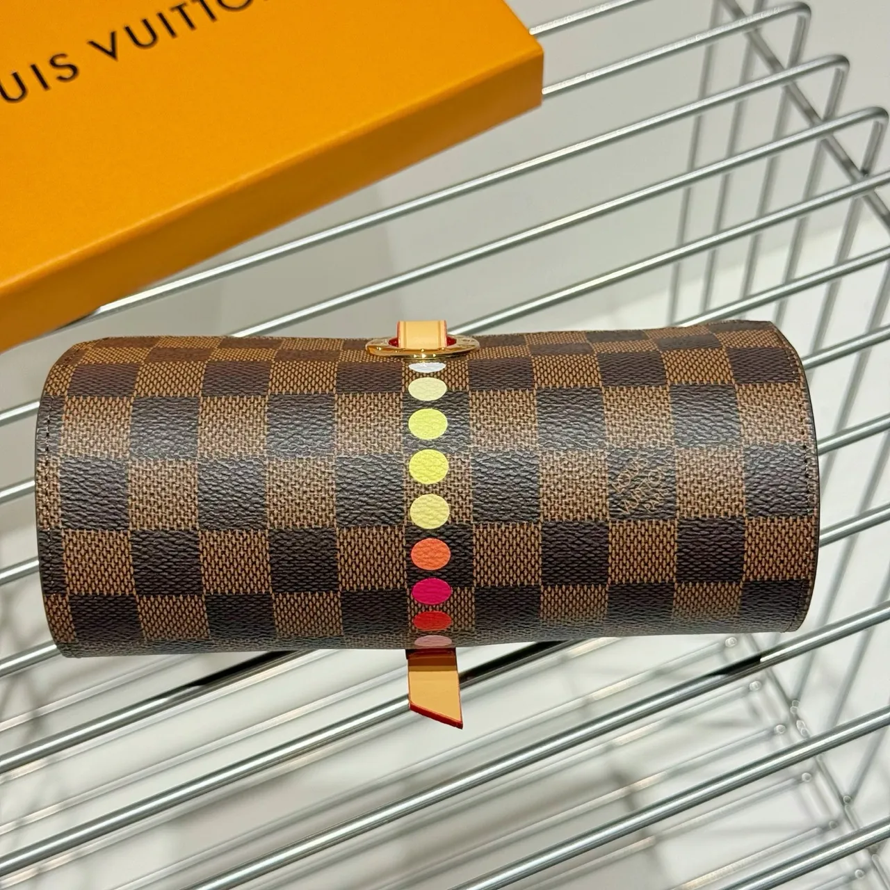 Louis Vuitton Brown Gold Cylindrical Rigid Case Damier Ebène Canvas Tote Bag