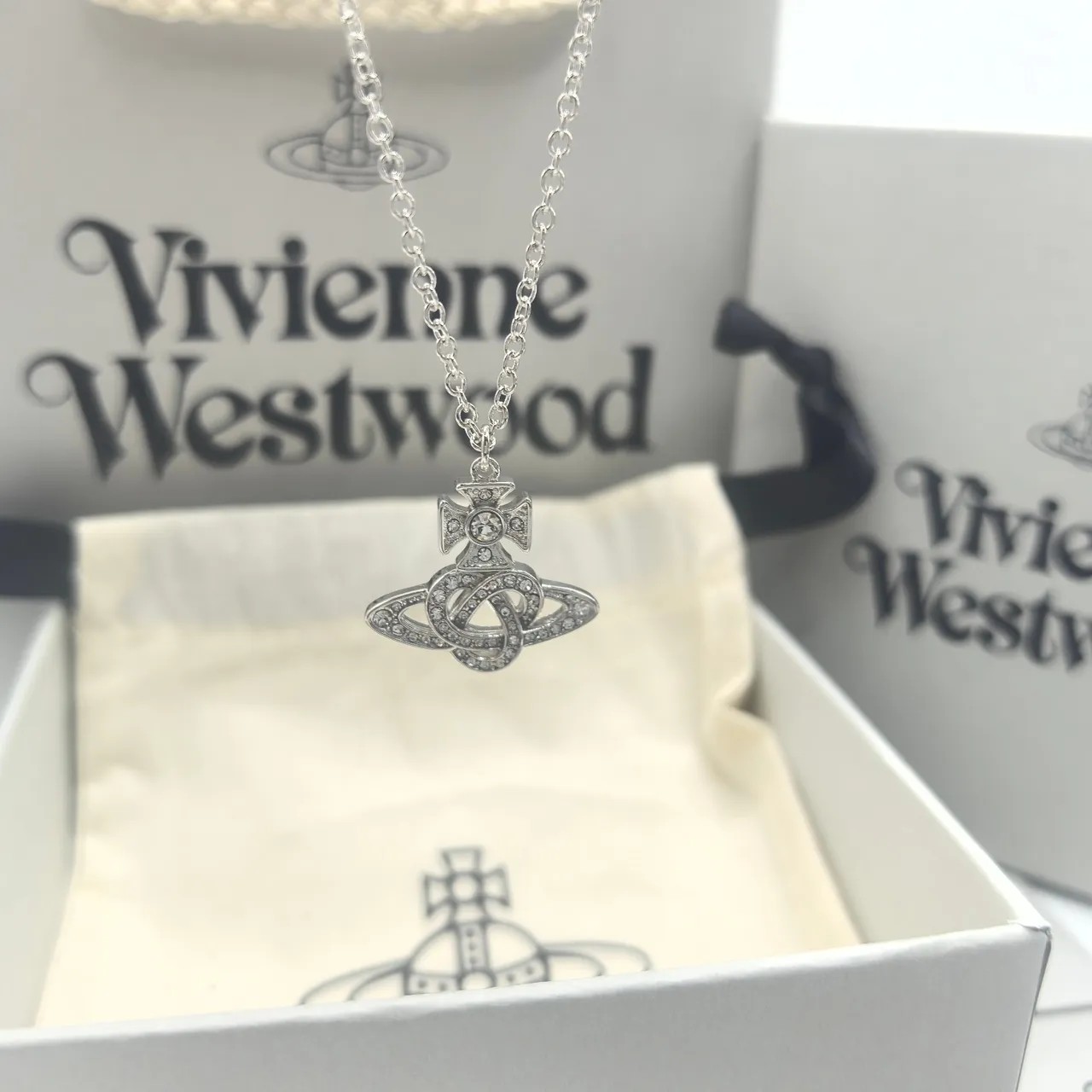 Vivienne Westwood Orb Pendant Necklace Gold and Silver Crystal Necklaces