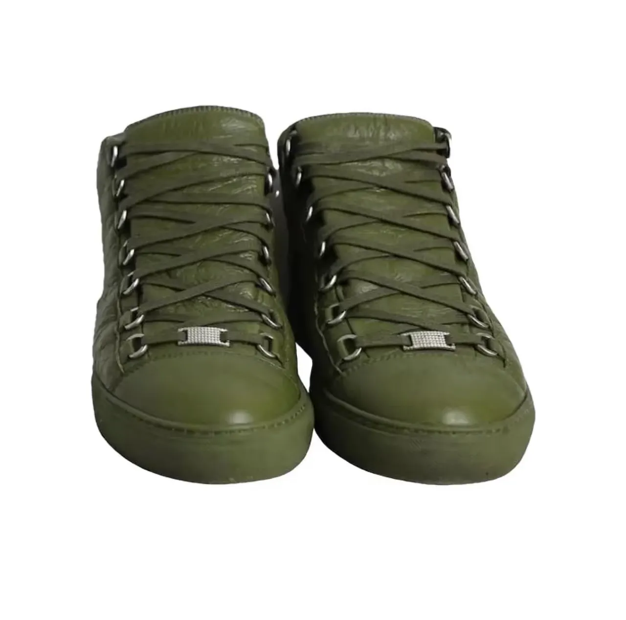 Balenciaga Le Cagole Olive Green Leather Lifestyle Sneakers