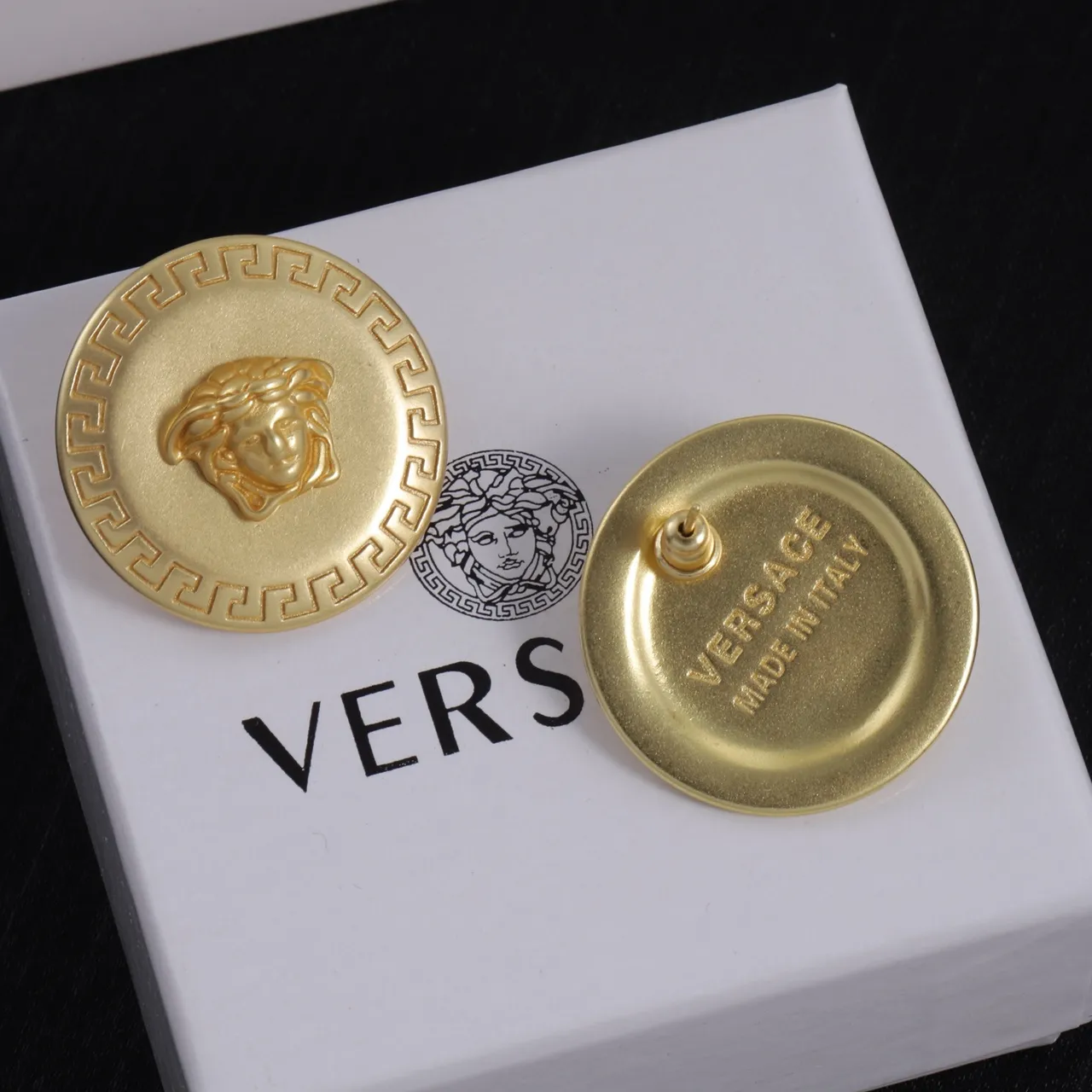 Versace Greca Odissea Gold-Tone Medusa Head Earrings