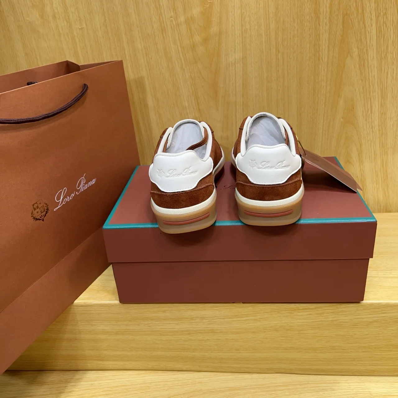 Loro Piana Brown Suede and Textile Low-Top Lifestyle Sneaker