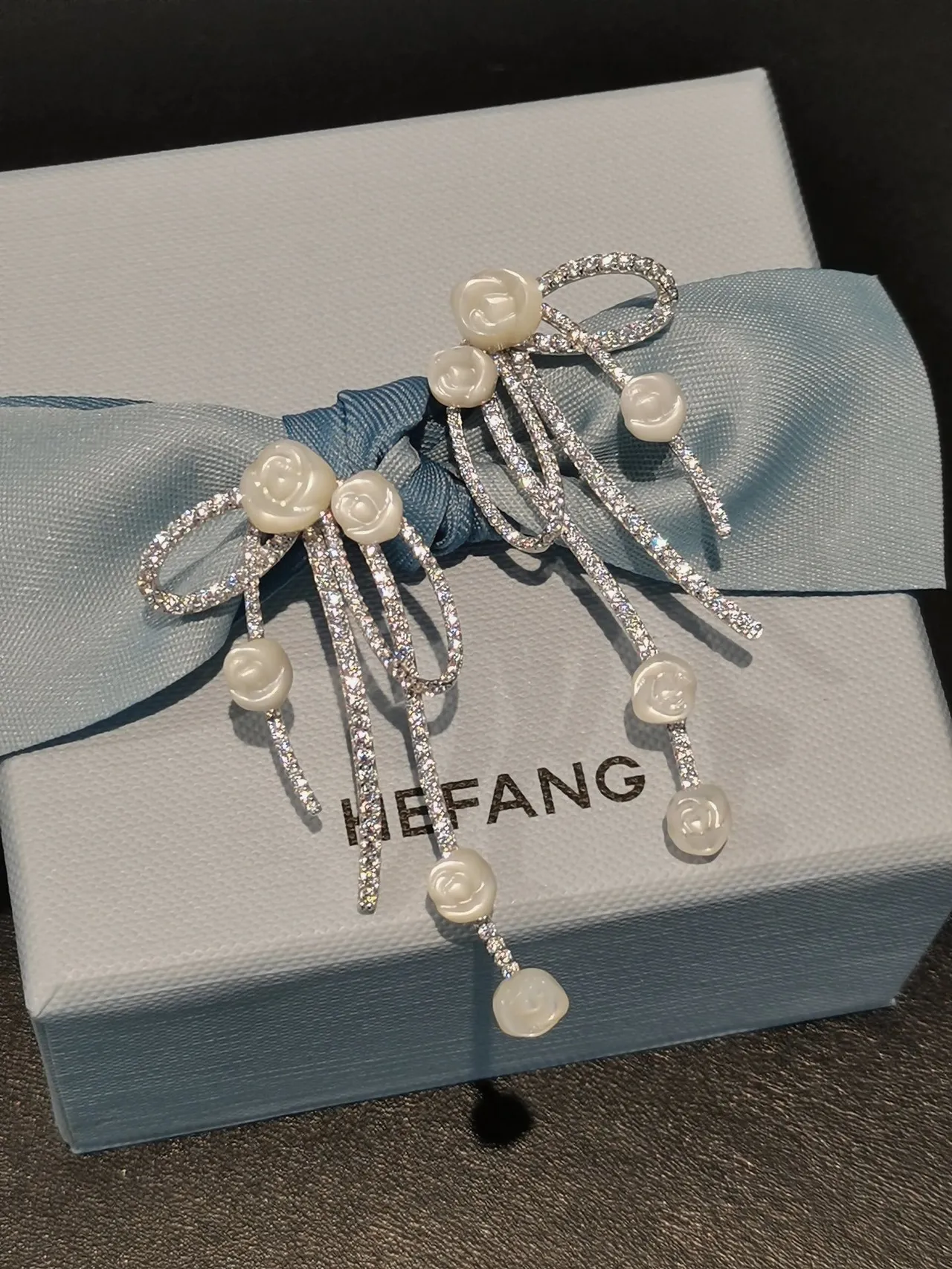 Tiffany & Co. Bow-Motif Pavé-Set Carved Floral Multi-Drop Earrings