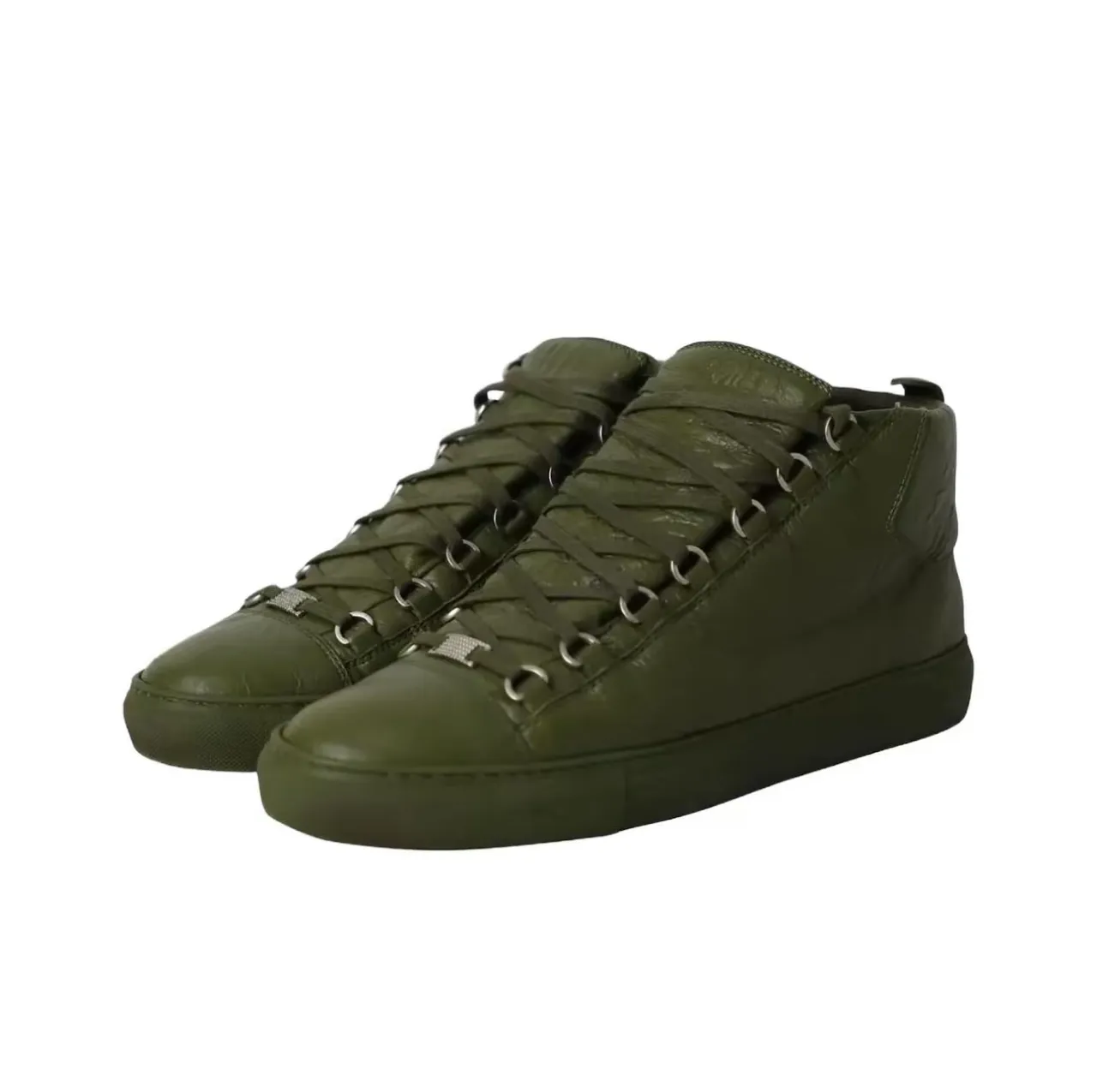 Balenciaga Le Cagole Olive Green Leather Lifestyle Sneakers