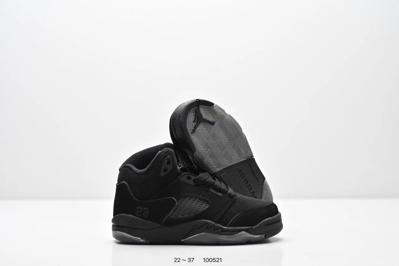 Air Jordan 5 Black Red '75' Kids Basketball Shoes
