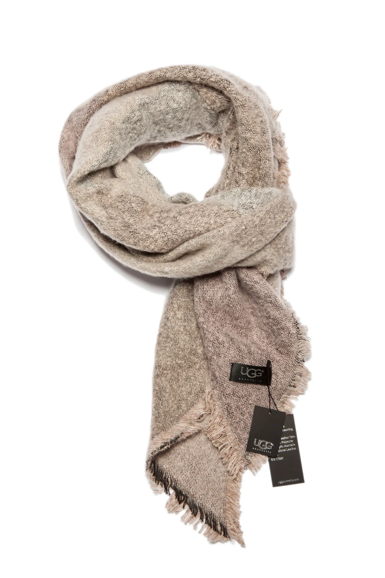 Beige Black Woven Fringed Scarve