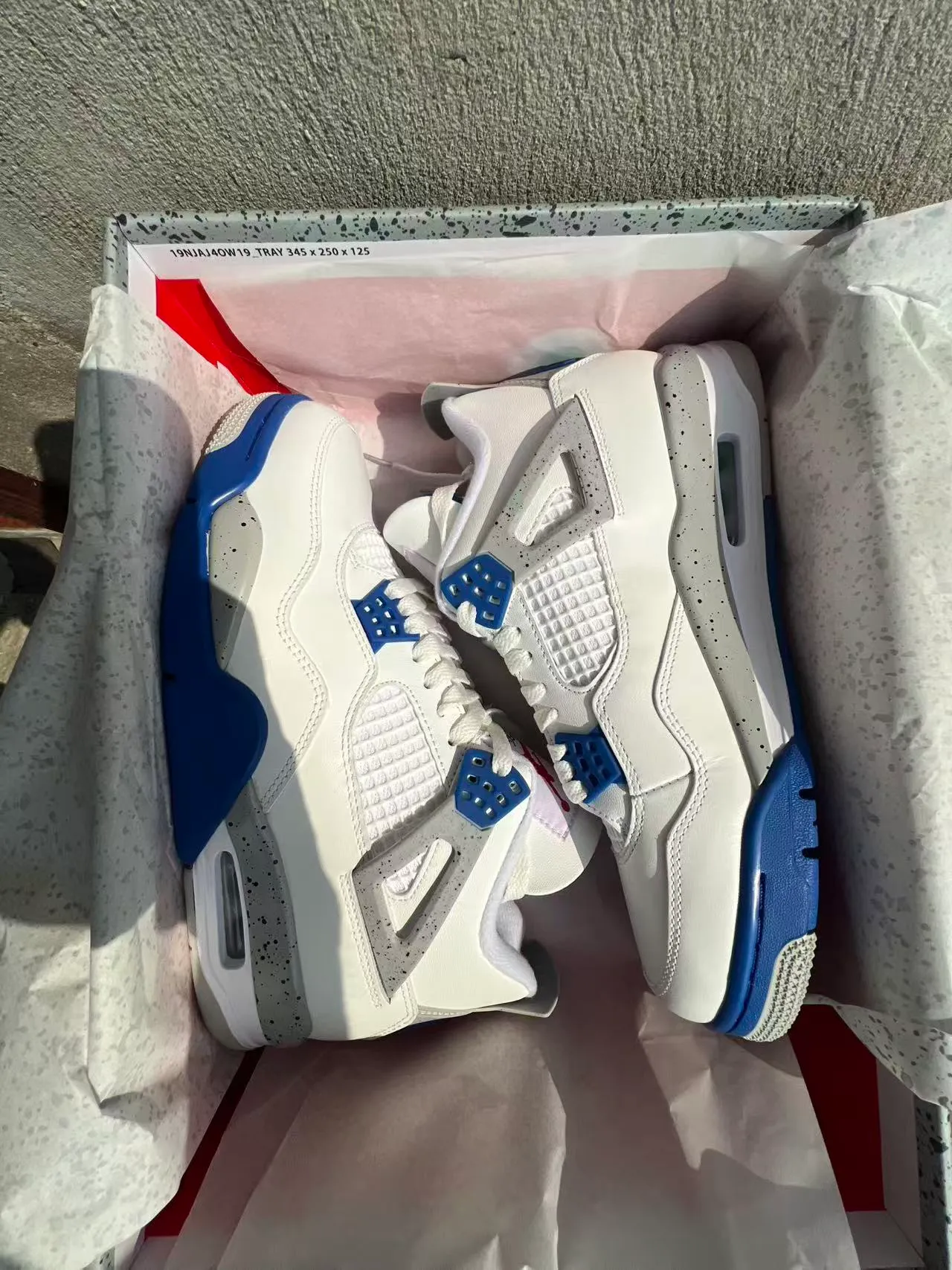 Air Jordan 4 White Royal Blue Speckled Midsole Basketball Shoes