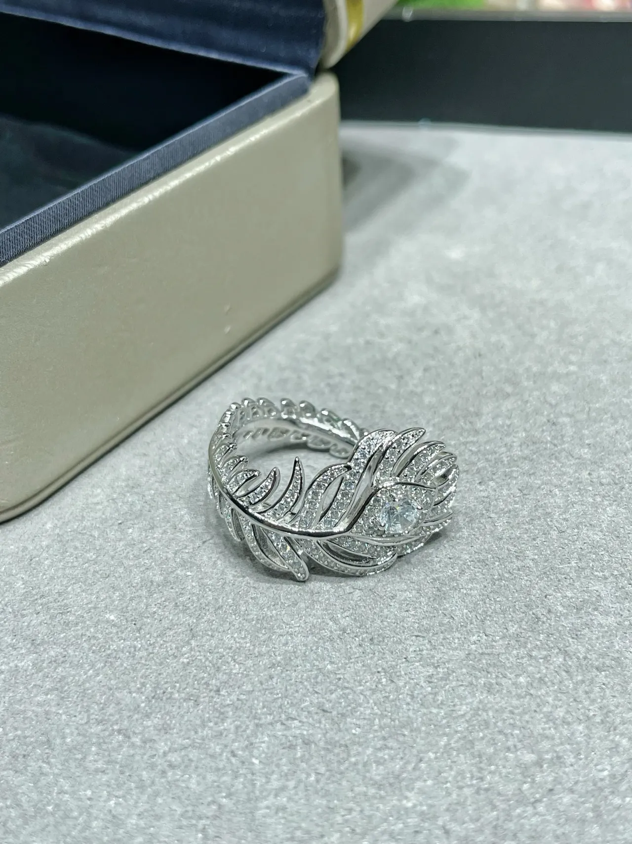 Feather Motif Pavé Crystal Stud Earrings