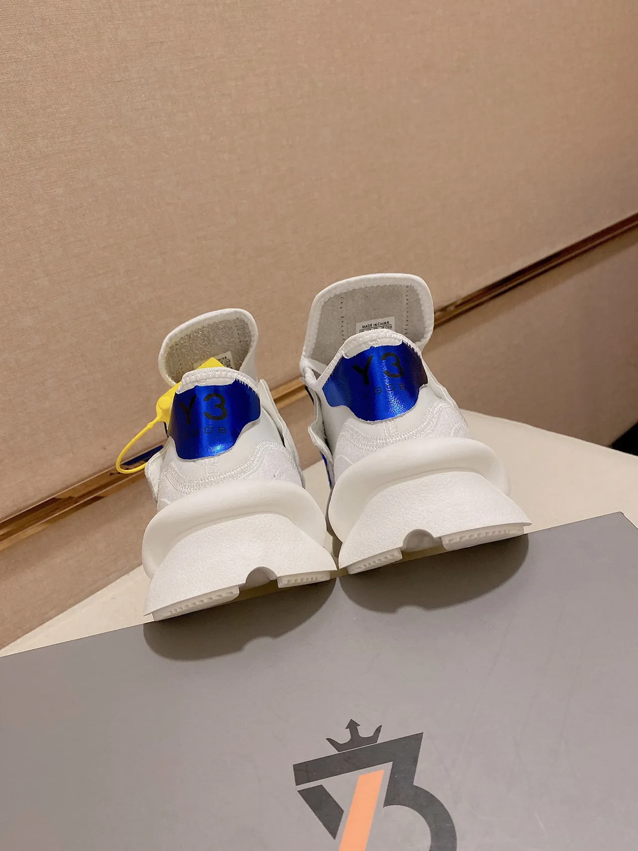 Yohji Yamamoto Sculpted Sole White and Blue Mesh Sneaker