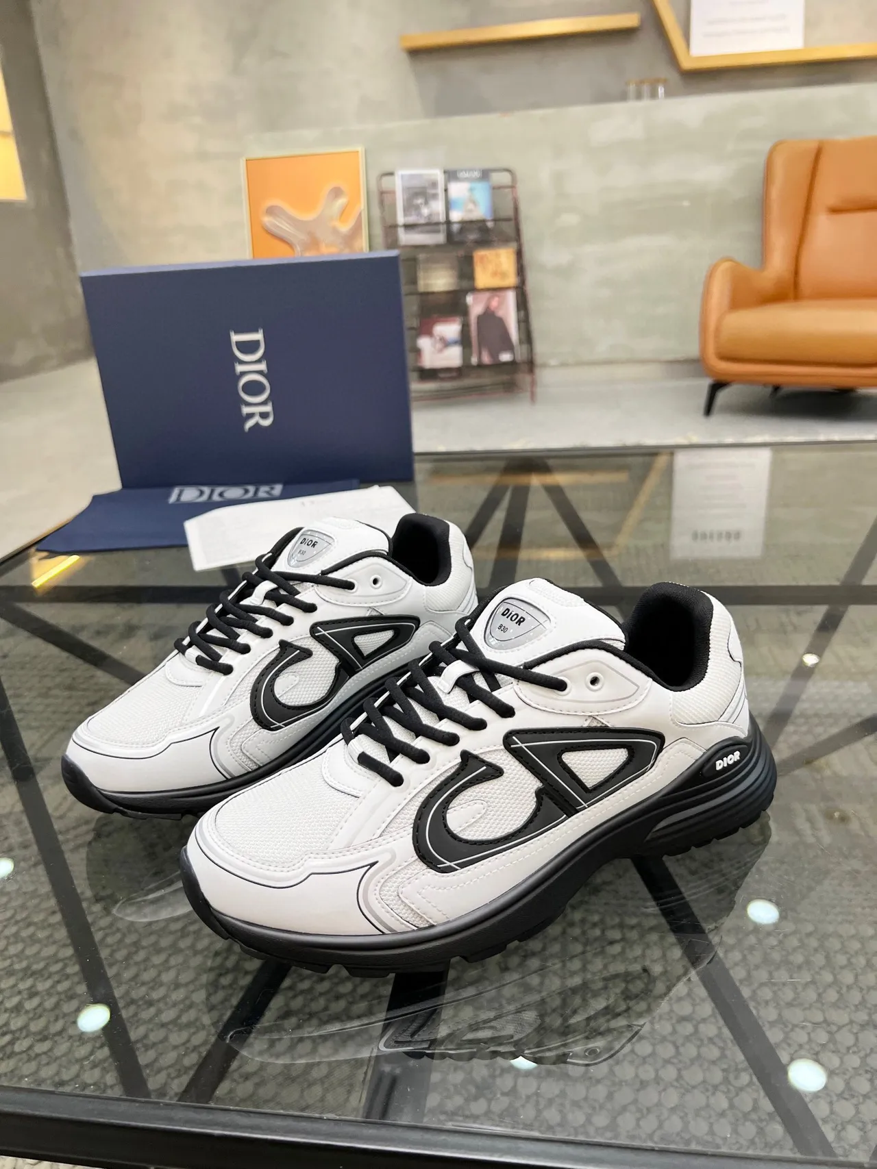 Dior B27 White Black Sole Oversized CD Logo Chunky Sneakers