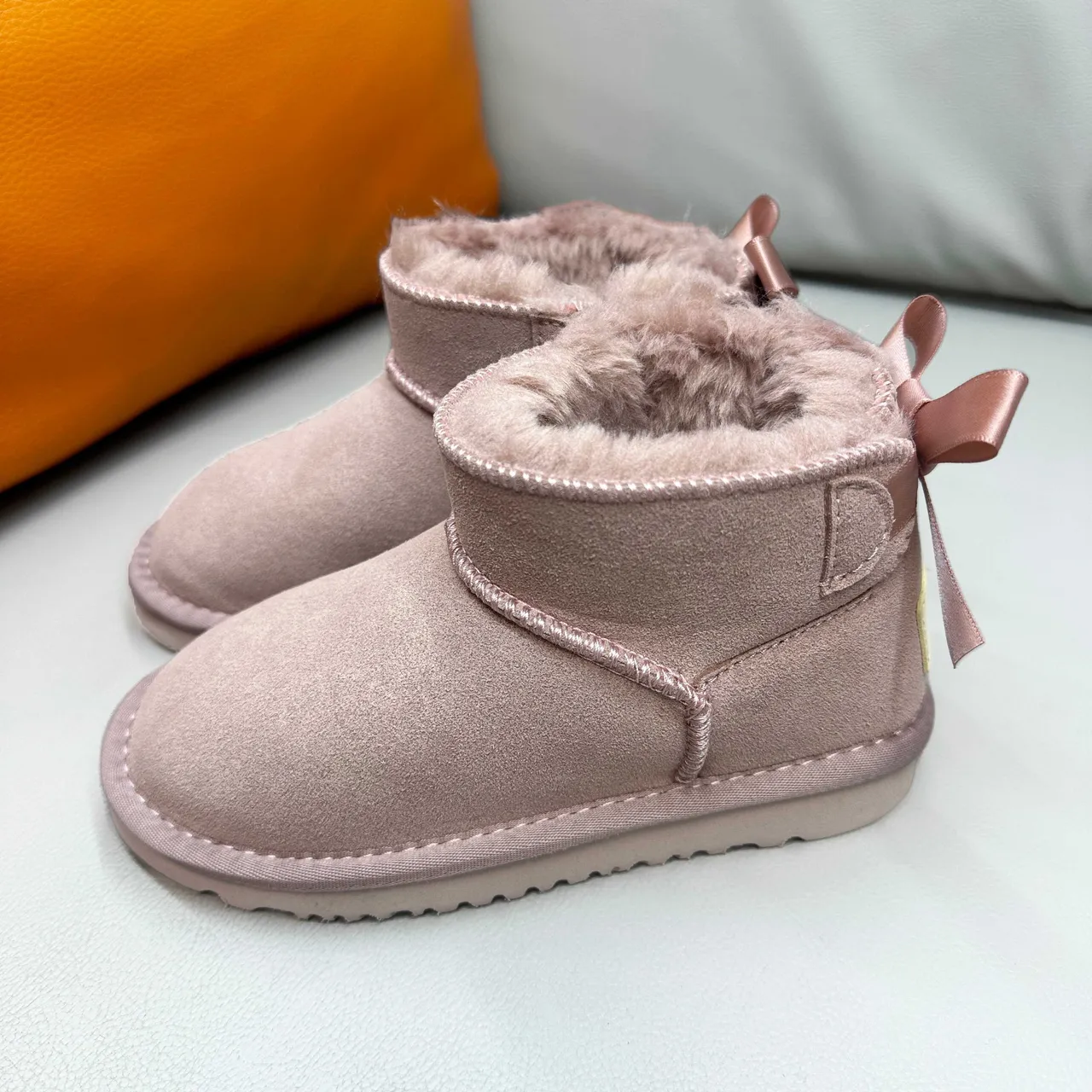 UGG Classic Mini Tan Suede Shearling-Lined Snow Boots