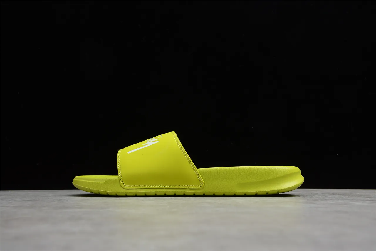 Stussy Stock Logo Lime Green Slippers