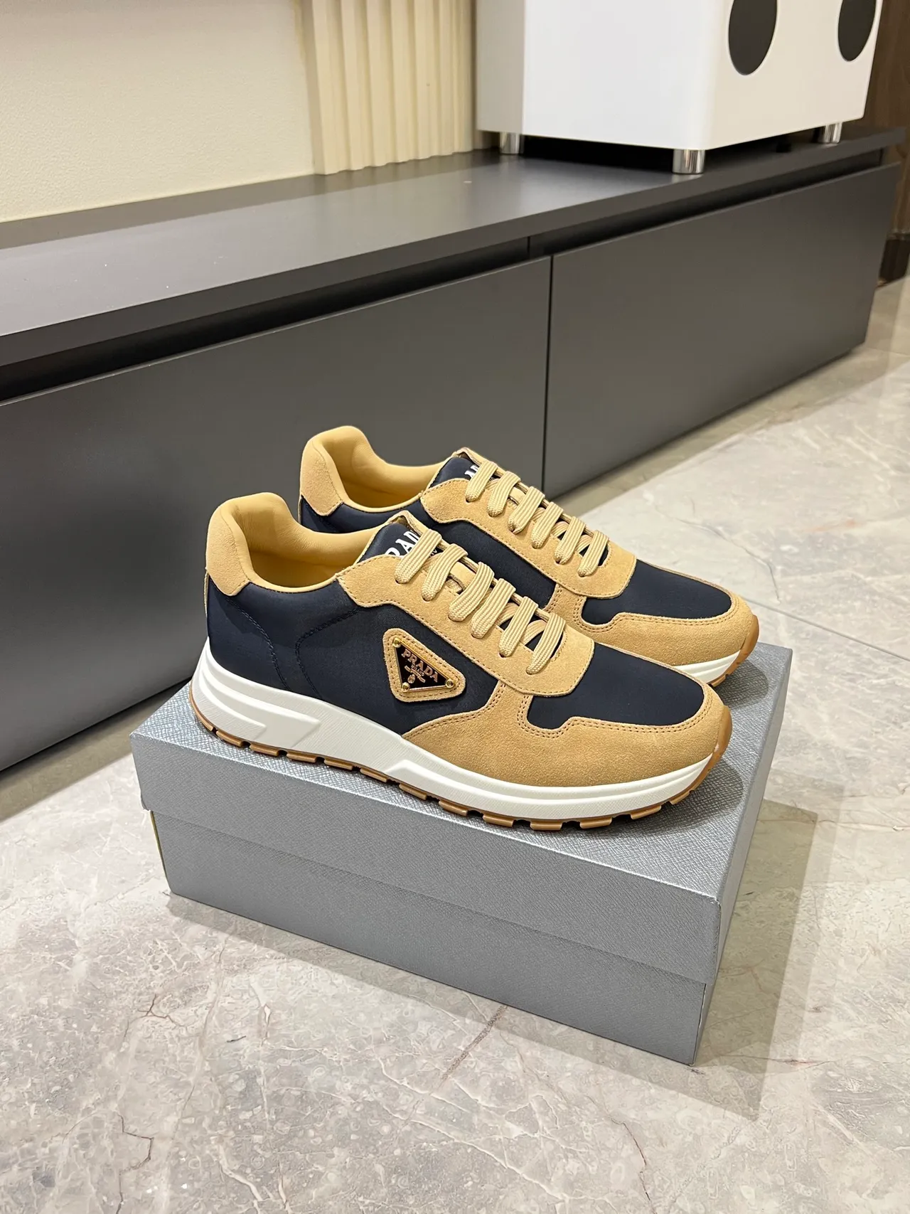 Prada Cloudbust Navy and Beige Lifestyle Sneakers