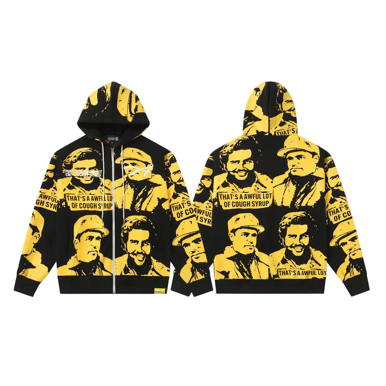 Black and Yellow Graphic Print Hoodie and Sweatpants Tracksuit