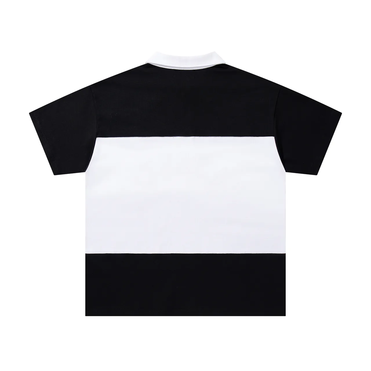 Majestik XX Sports Black and White Patchwork Polo Shirt