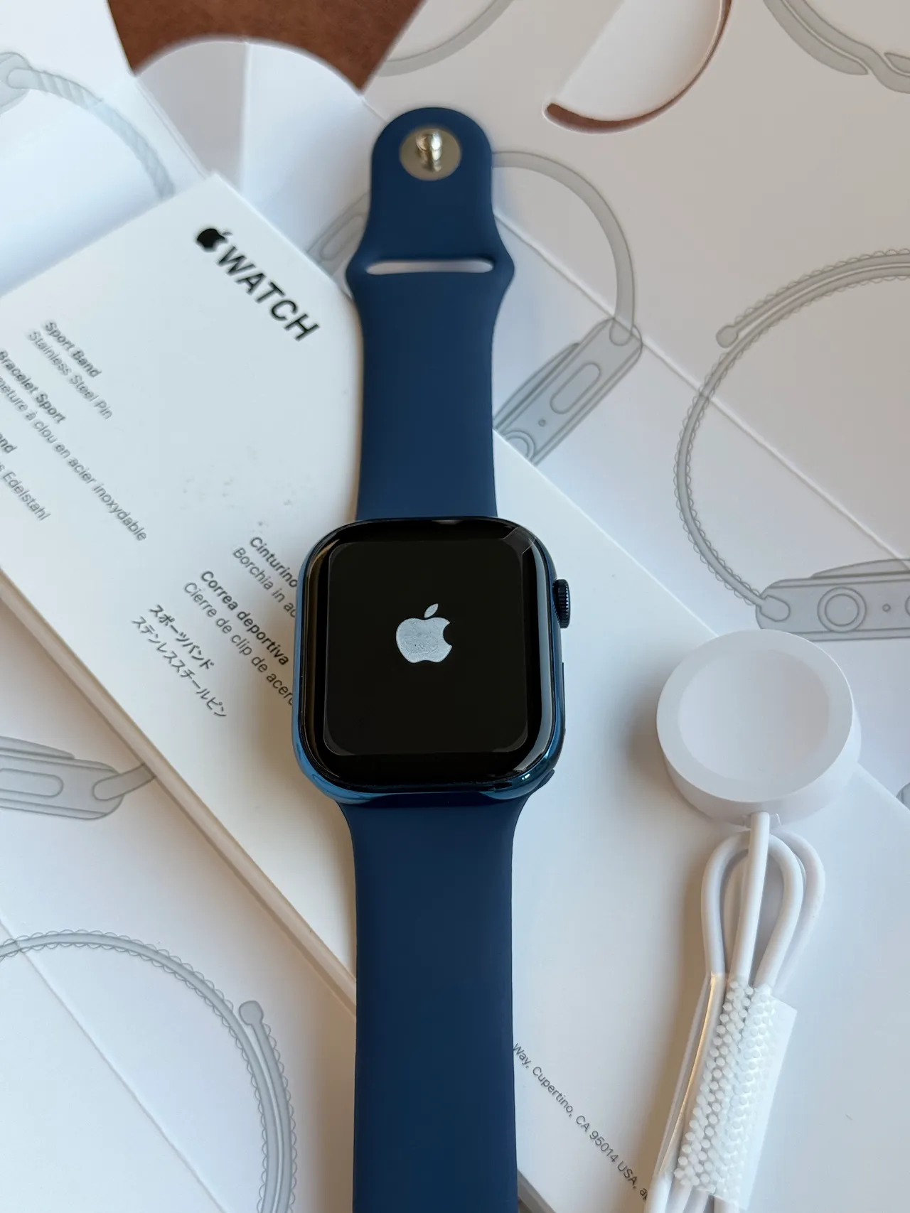 Apple Blue Black Square Case Flat Display Sports Watch