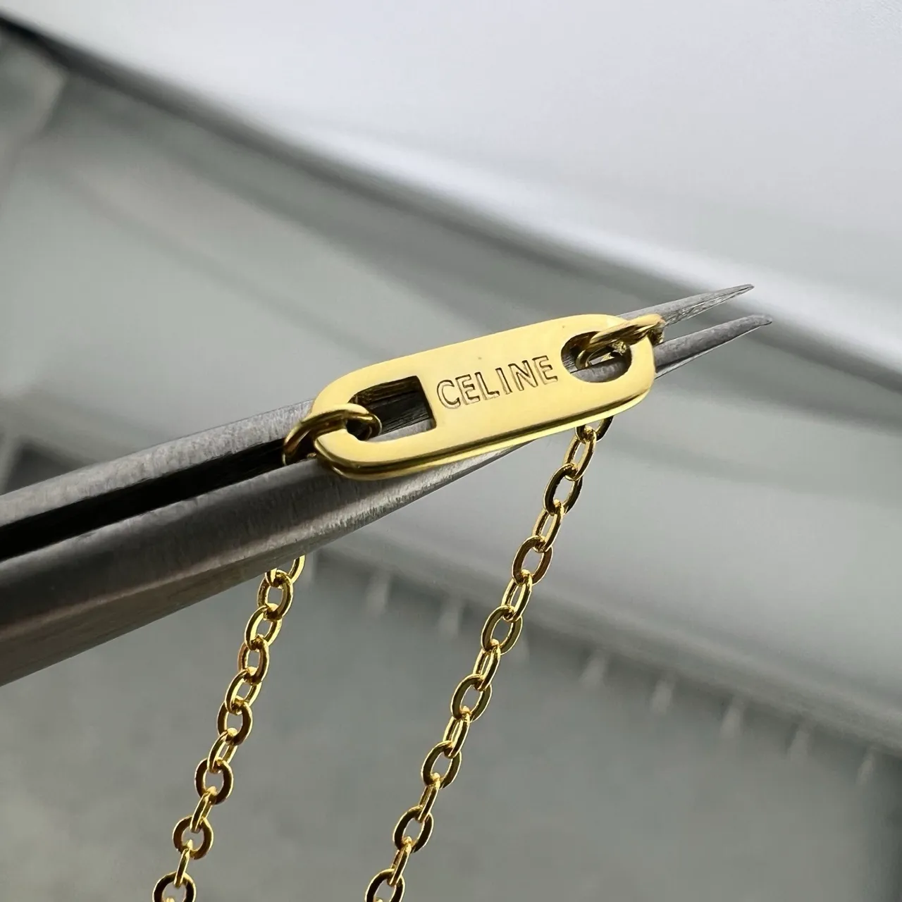 Celine Triomphe Gold-Tone Layered Chain Necklace