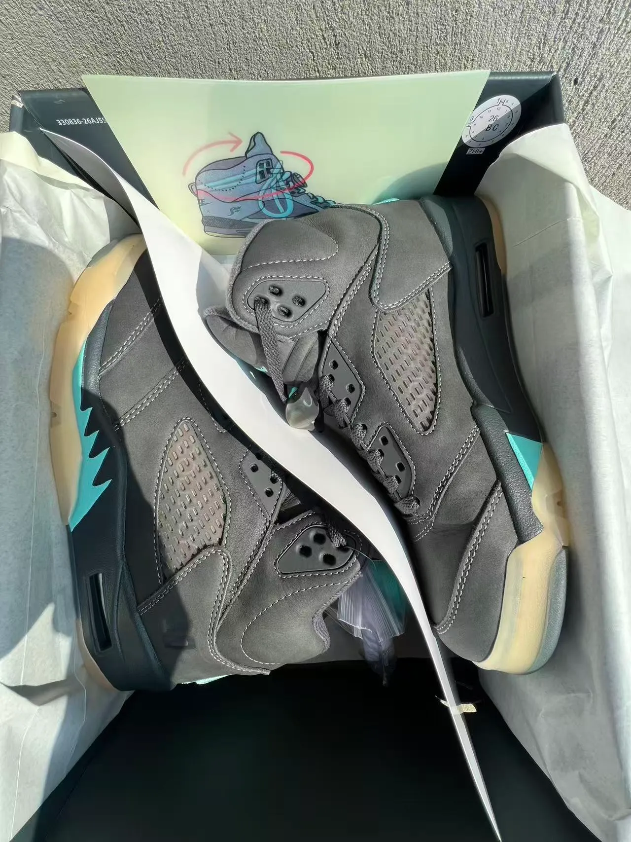 Nike Air Jordan 5 Black Teal Gum Basketball Shoes