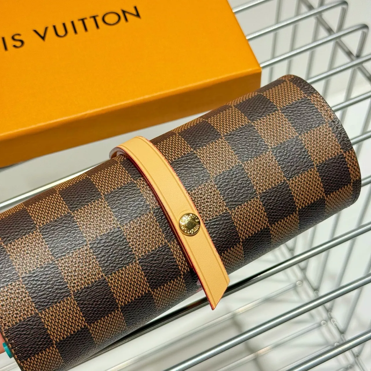 Louis Vuitton Brown Gold Cylindrical Rigid Case Damier Ebène Canvas Tote Bag