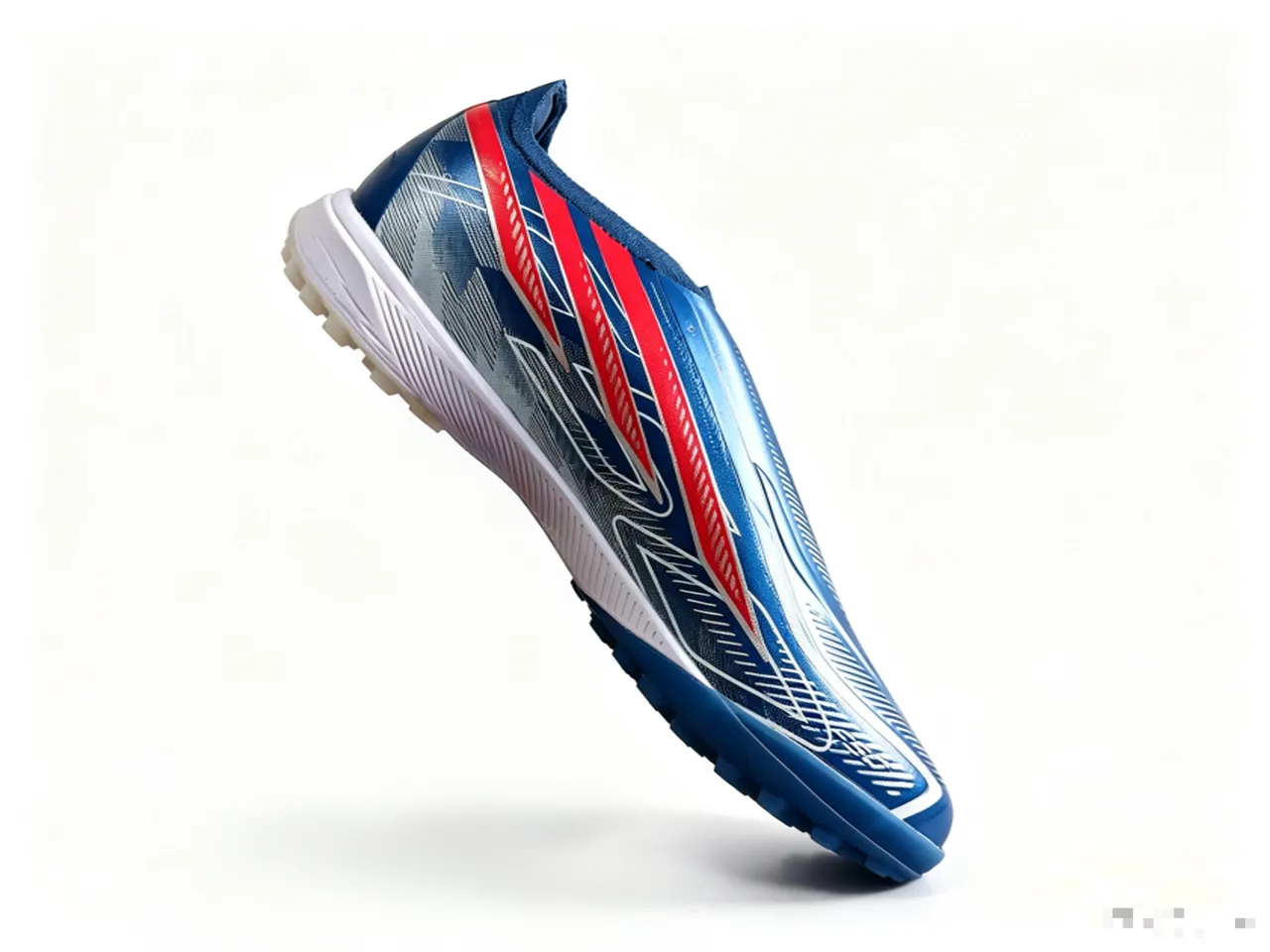 Adidas Blue Red Sock-Fit Upper Conical Studs Turf Soccer Shoes
