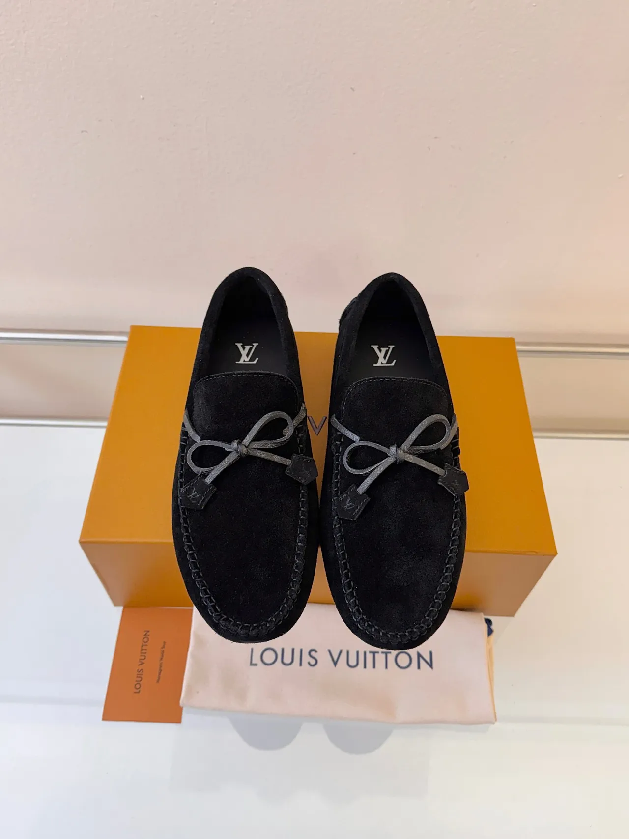 Louis Vuitton Black Suede Bow Loafer