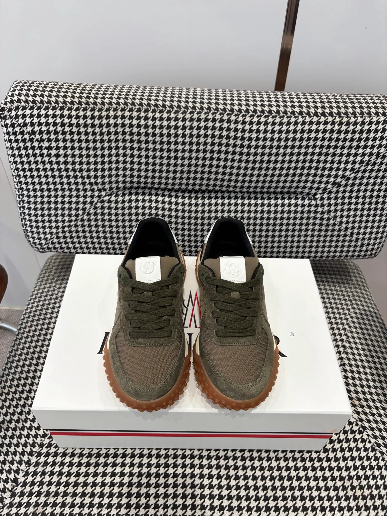 Moncler Olive Green Suede and Nylon Lifestyle Sneaker