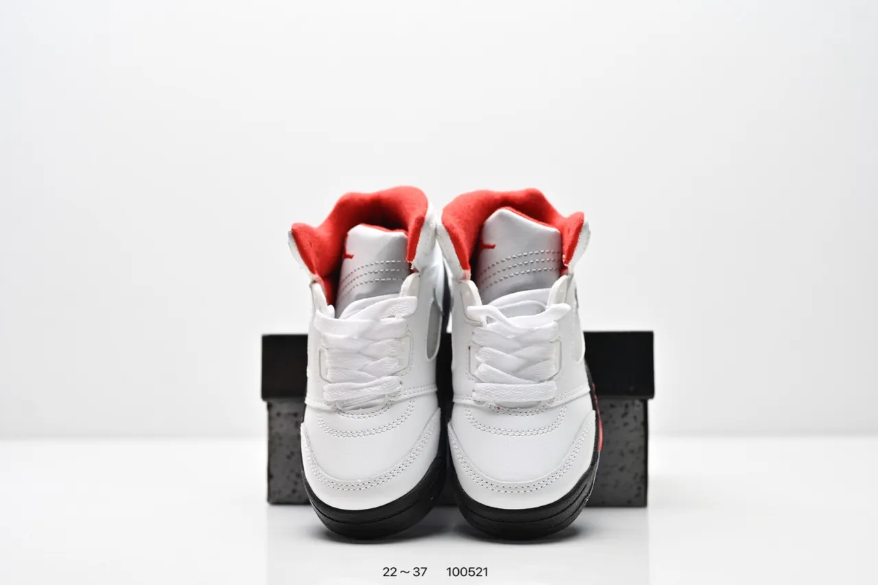 Air Jordan 5 Black Red '75' Kids Basketball Shoes